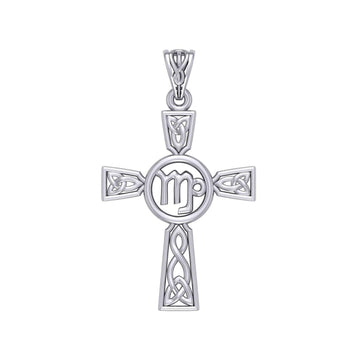 Celtic Cross Virgo Astrology Zodiac Sign Silver Pendant TPD5953 - Jewelry